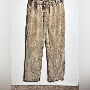 Boohoo Man Relaxed Fit Acid Wash Tan Men's Drawstring Trousers Sz 32